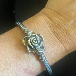 Elegant Sterling Silver Rose Bracelet